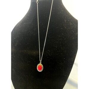 Paparazzi Necklace and Earring Set – Pink Enamel Stone with Silvertone Chain